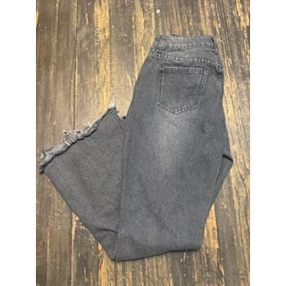 Black Acid Wash Distressed Denim